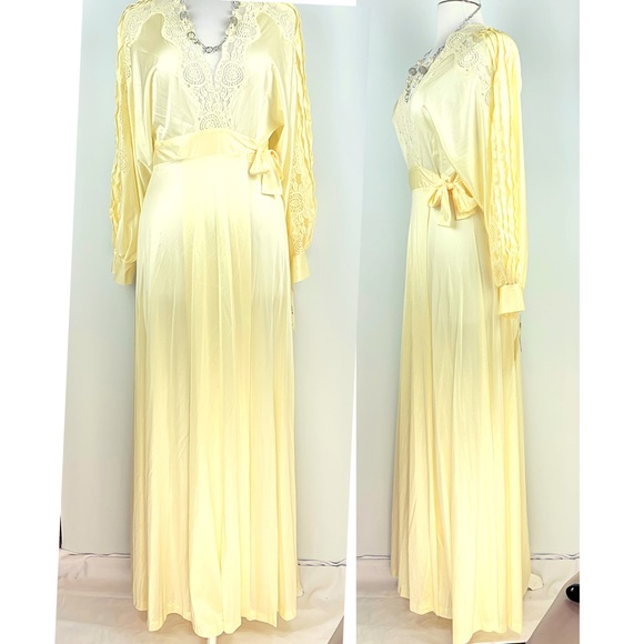 Vintage Lily of France Peignoir Yellow Rosa Puleo Szule  NWT size Medium - Picture 3 of 16